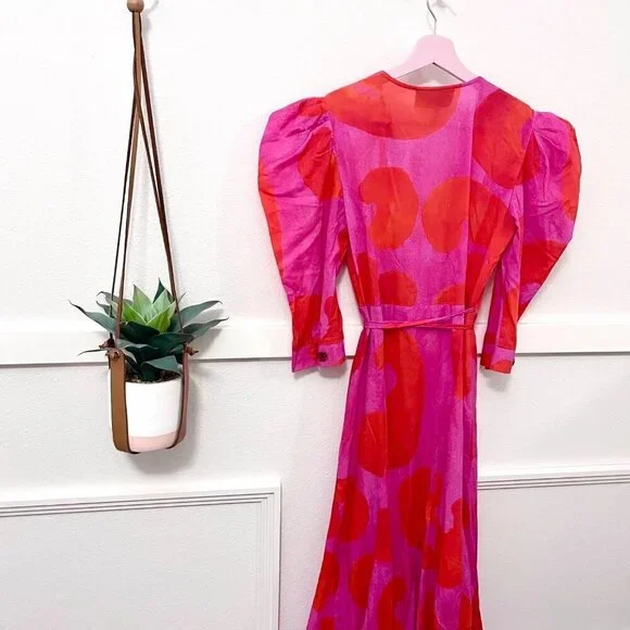 Tuckernuck De Loreta Izula Dress Pink Red Print Andita Size S - Picture 5 of 7